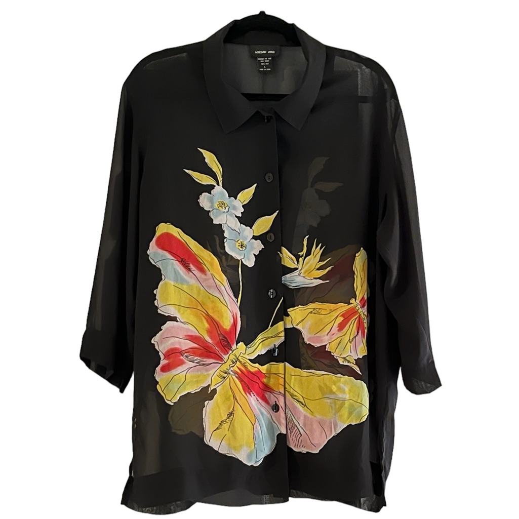 Morgan Cole Vintage Womens Large Butterfly Blouse